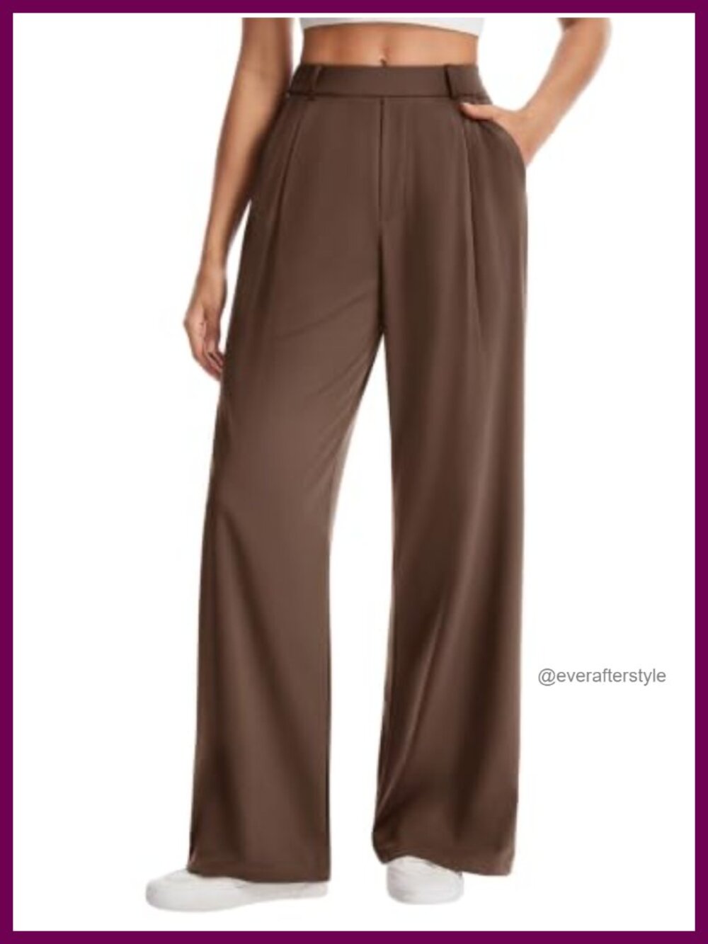 Wide Leg Dress Pants Stretchy Work Pants with Pockets Pull On High Rise